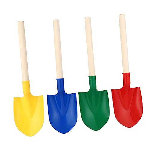 BCOATH 4 Stück Teiliges Sandspielzeug Bunte Sandschaufeln aus Kunststoff und Holz Leichtes Strandspielzeug für Ergonomische Griffe für Sandkasten Strand und Garten im Sommer von BCOATH