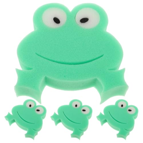 BCOATH 4-teiliger Schwamm Für Babyparty: Badeschrubber Für Kinder, Süßer Frosch-schrubbschwämme, Haushaltsreinigungspads, Badezimmer-wandreiniger, Hellgrün von BCOATH