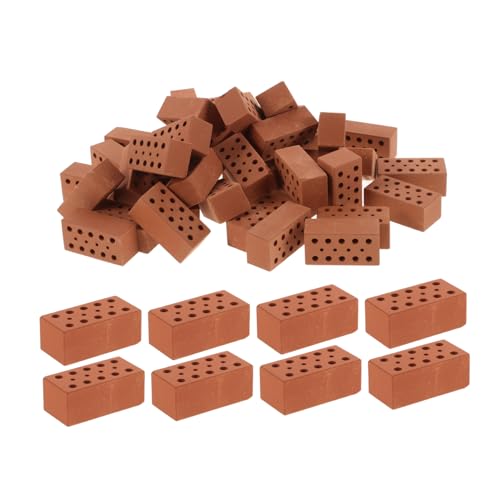 BCOATH 40 Stück Teiliges Miniatur Ziegelset für Landschaftsbau Künstliche Bausteine in Rot Kompakte Vielseitig für DIY Architekturmodelle Sandkasten Puppenhaus und Bastelprojekte von BCOATH