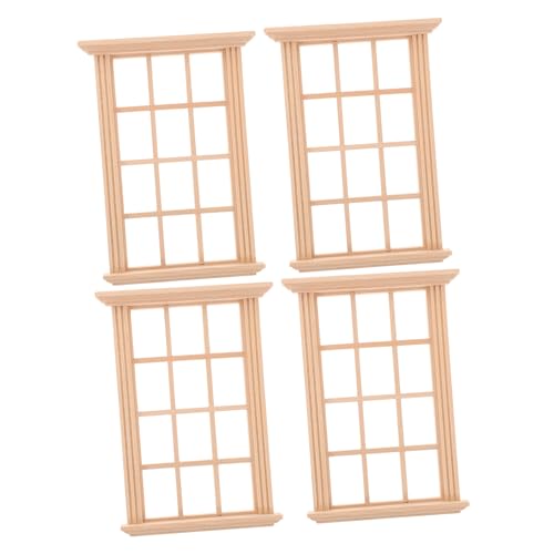 BCOATH 4Stücke Teiliges Mini Fensterrahmen für Puppenhaus Holzfenstermodell Maßstab Dekoratives Zubehör für Kreative Spielwelten für DIY Projekte und Puppenhausgestaltung BCOATH 4Stücke Teiliges Mini Fensterrahmen für Puppenhaus Holzfenstermodell Maßstab Dekoratives Zubehör für Kreative Spielwelten für DIY Projekte und Puppenhausgestaltung von BCOATH