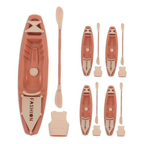 BCOATH 5 Sätze Simuliertes Kajormodell Mikro-Landschaftsboot Kanuspielzeug aus Kunststoff Mini-Schiffsfigur Kanu-Modell Kanumodell mit Rudern Miniatur Schiffsmodell Plastikboot Abs von BCOATH