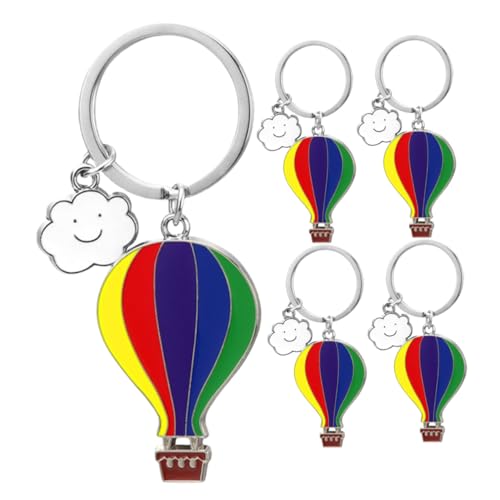 BCOATH 5 Stück Süßer Schlüsselanhänger Mit Heißluftballon, Wolkenanhänger Aus Metall, Reise-souvenir Für Geburtstag, Babyparty, Hochzeit, Party, Gastgeschenke von BCOATH