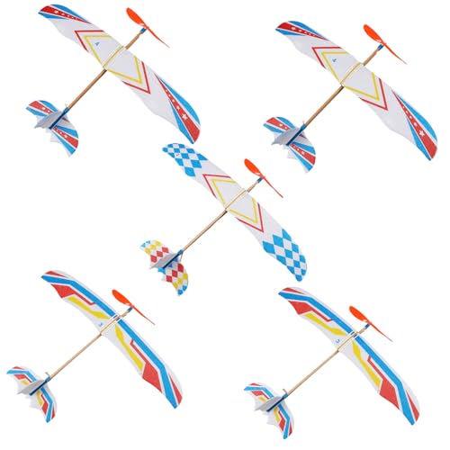 BCOATH 5 Stück Teiliges DIY Flugzeugspielzeug Gummiband angetriebenes Leichtflugzeug Segelflugzeug für Pädagogisch Langlebig für Geburtstag und Familienzeit Zufällige Zufällige Farbe von BCOATH