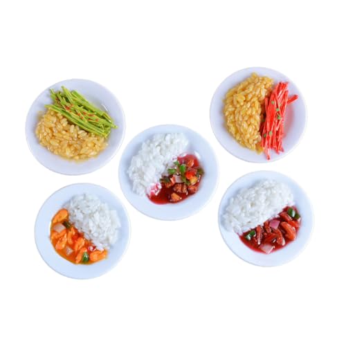 BCOATH 5 Stück Teiliges PVC Reismodell Realistisch Lebensecht für Spielküche Food Play Pretend Food Prop Küchen deko Restaurant Zubehör Langlebig von BCOATH