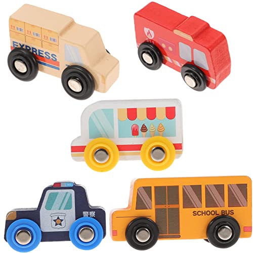 BCOATH Kognitive Lernspielzeugauto 5-teiliges Mini-Holzautoset Kinderfahrzeugmodell Glatte Kanten sicher für Kleinkinder von BCOATH