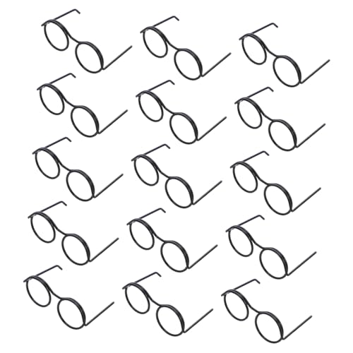BCOATH 50 Stück Miniatur Puppenbrillen Feine Drahtfassung Runde Mini Sonnenbrillen Vielseitige Dollhouse Eyewear Frames für DIY Basteln und Fotorequisiten von BCOATH