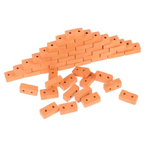 BCOATH 50 Stück Teiliges Miniatur Ziegelset mit Löchern DIY Sandtisch Bausteine für Gartenlandschaft Bastelset für Puppenhaus Realistische Rote Modellziegel für Kreative Dekoration von BCOATH