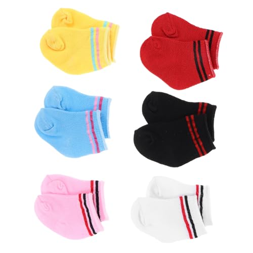 BCOATH 6 Paare Bunte Gestrickte Puppensocken aus Baumwolle für Mädchenpuppe Elastische Knöchelsocken Passend für Puppenkleidung und Dollhouse Dekoration von BCOATH