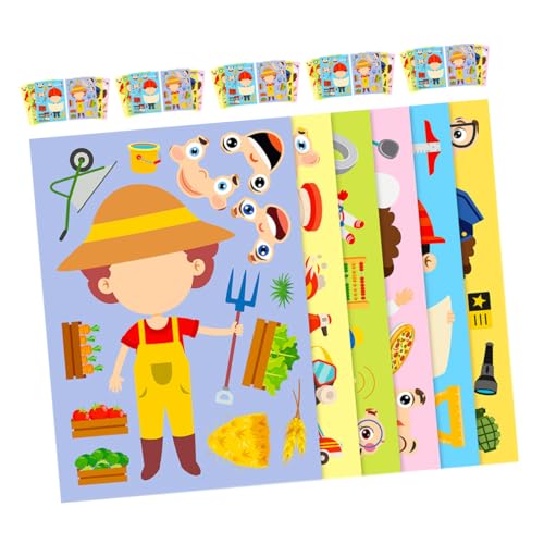 BCOATH 6 Sätze DIY Berufs Puzzle Sticker für Interaktive Anzieh Aufkleber mit Bunten Designs Fördert Spielerisch Feinmotorik und Familienzeit bei Schule Partys und Freizeit von BCOATH