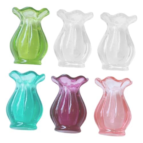 BCOATH 6 Stück Miniatur Vase Set Teilig für Puppenhausdekoration mit Realistischen Kunstblumen für Kreative Wohnaccessoires und DIY Mikro Landschaftsprojekte als für Sammler von BCOATH