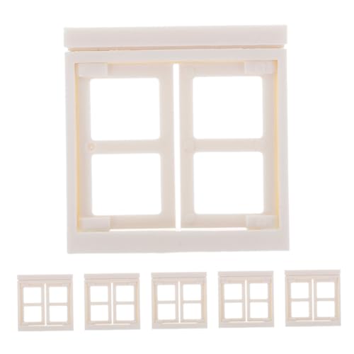 BCOATH 6 Stück Miniatur-puppenhausfenster, Kunststoff-fensterrahmen, DIY-zubehör Für Kleine Häuser, Für Puppenhausdekorationen, Gebäudemodelle, Verbessern Die Handwerklichen Fähigkeiten von BCOATH