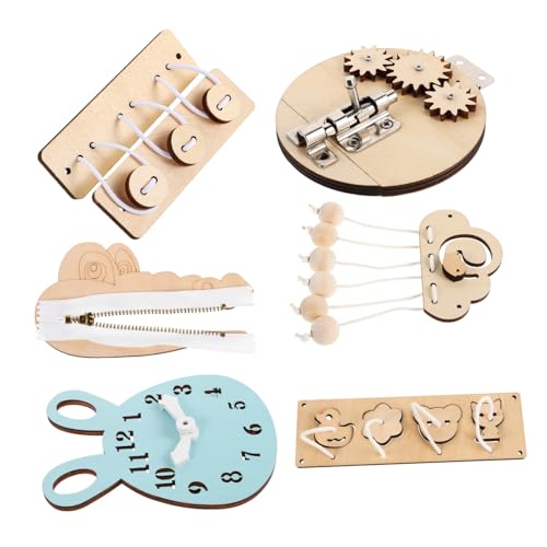 BCOATH 6 Stück Teiliges Montessori Busy Board aus Holz Pädagogisches Lernspielzeug für Kleinkinder Fördert Feinmotorik Kreatives DIY-Set Kindersicher für Zuhause und Kindergarten BCOATH 6 Stück Teiliges Montessori Busy Board aus Holz Pädagogisches Lernspielzeug für Kleinkinder Fördert Feinmotorik Kreatives DIY-Set Kindersicher für Zuhause und Kindergarten von BCOATH