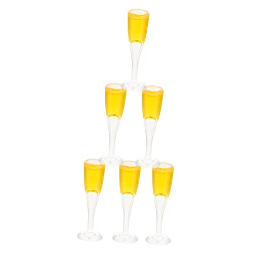 BCOATH 6Stücke Champagnergläser Mini Cocktailbecher für Puppenhaus Dekoration Realistische Accessoires für Mini Häuser und Fotorequisiten von BCOATH