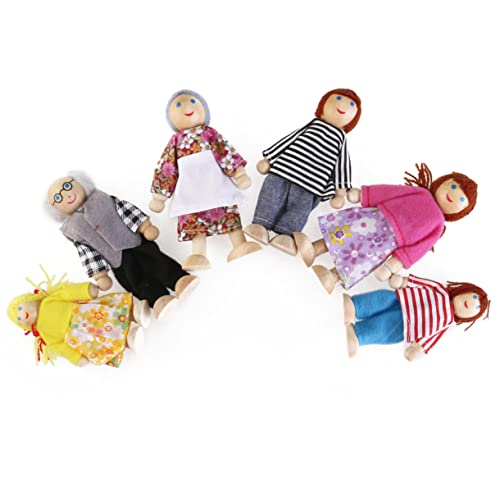 BCOATH 6st Holz Puppe Babygeschenke Für Babys Puppenhauszubehör Baby-Geschenk Glückliche Puppen Kinderspielzeug Vorgeben Puppenhaus Spielzeug Menschen Hölzern Puzzle Eltern-Kind Moment von BCOATH
