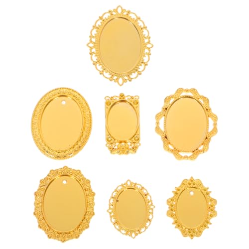 BCOATH 7 Stück Teiliges Vintage Miniatur-bilderrahmen aus Metall Oval Goldfarben Kleine Dekorative Rahmen für Tischaufstellung und Wandmontage Vielseitig für Puppenhäuser Fotogalerien und von BCOATH