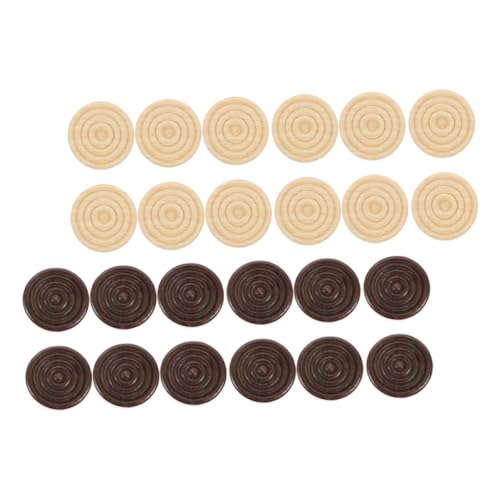 BCOATH 72 Stück Teiliges Holz Schach Dame spielsteine Runde Brettspiel Figuren Leicht Kompakt Tragbar Schachbrett Zubehörteile in Natürlichem Holz Dunkelbraun für Spiel Ersatz Geschenk von BCOATH