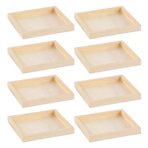BCOATH 8 Stück Teiliges Holztablett für Puzzle Unlackierte Montessori Sortier und Aufbewahrungsbehälter Tragbare Puzzle Organizer aus Stabilem Holz für Familien und Bastelprojekte von BCOATH