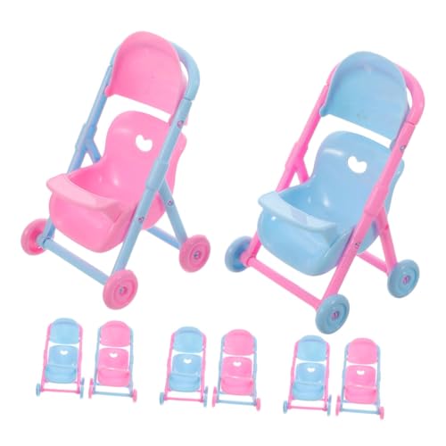 BCOATH 8 Stück Teiliges Mini Puppenwagen Detailreiche Simulation Tragbarer Kunststoff Puppenwagen für Rollenspiele Geeignet für Puppenhaus und Kreatives von BCOATH
