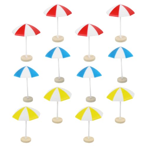 BCOATH 8 Stück Teiliges Miniatur Strand sonnenschirme aus Resin Mittelgroß Blau und Gelb Detailreiche Mikro landschafts deko für Garten Puppenhaus Aquarium und DIY meeresszenen von BCOATH