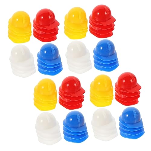 BCOATH 80 Stück Mini Bauhelme aus Kunststoff Realistische Kleine Sicherheitshelme für Puppen DIY Party deko Bauarbeiterhelm Modell in Rot Blau Gelb Weiß Vielseitig für Basteln und von BCOATH