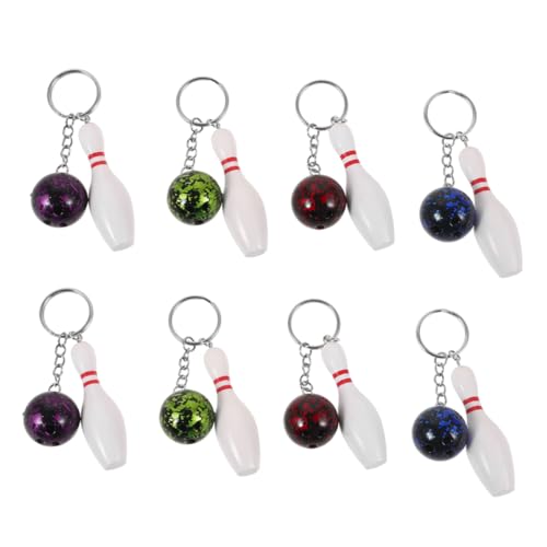 BCOATH 8Stücke Bowling Schlüsselanhänger Farbenfrohe Bowlingkugel und Pin Charms für Sportveranstaltungen Party Dekoration und Rucksack Anhänger Langlebig und von BCOATH