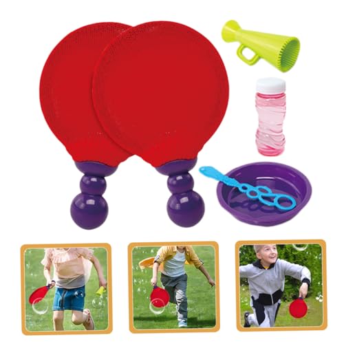 BCOATH Bubble Racket Set für Kleine Seifenblasen Eltern Junge Mädchen Interaktion Sichere Ergonomische Griffe Schimmernde Blasen für Garten und Partyspaß Draußen von BCOATH