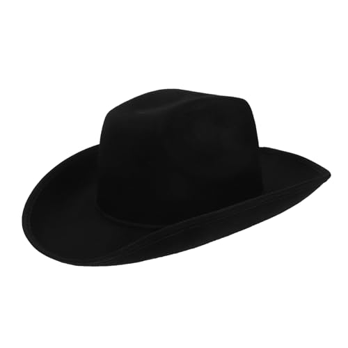 BCOATH Cowboy-Hut Western-Cowboyhut Cowboy-Caps schwarzer Cowboyhut Mützen für Männer Outfits für Männer Kleidung Performance-Kostümzubehör verstellbare Hüte Säumen Geformte Kappe gefühlt von BCOATH