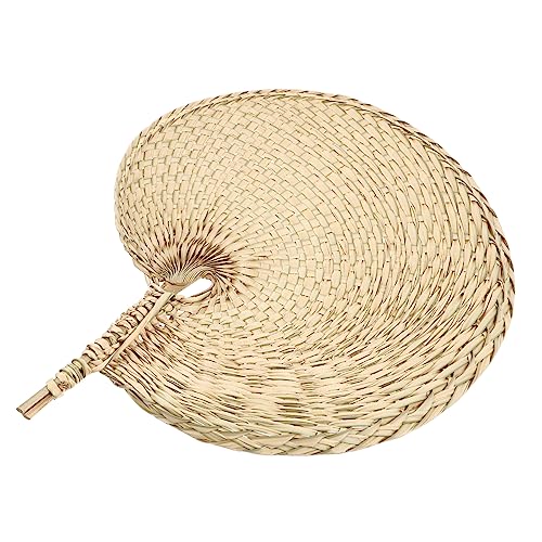 BCOATH Dekorativer Woven Straw Fan Handgefertigter Tragbarer Fächer Aus Natürlichem Stroh Für Sommerpartys Und Strand von BCOATH