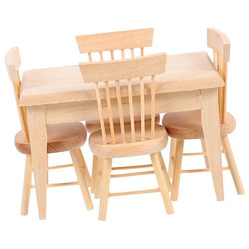 BCOATH Echtholz Miniatur Esstisch und Stühle Realistische Möbel für Puppenhaus DIY Dekoration Glatte Oberfläche Kindgerecht Detaillierte Holzarbeiten BCOATH Echtholz Miniatur Esstisch und Stühle Realistische Möbel für Puppenhaus DIY Dekoration Glatte Oberfläche Kindgerecht Detaillierte Holzarbeiten von BCOATH