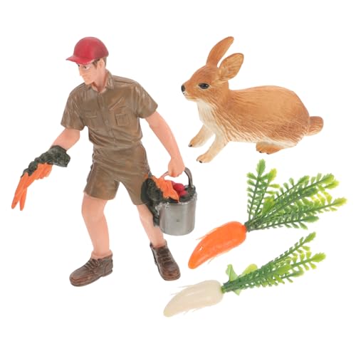 BCOATH Gartenstatuen Lebensmittelzubehör Kinder Realistische Spielzeugset Bauernhoftierfiguren Figur Karottenfigur Tierdekoration Kuchenaufsatz Spielbauernhof für Futterset Kaninchen von BCOATH