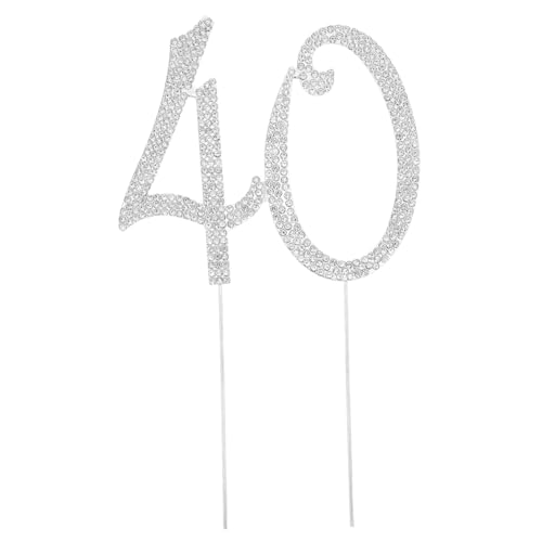 BCOATH Glitzernder Geburtstag Cake Topper mit Funkelnden Strasssteinen Stabile Cake Insert Dekoration für Jubiläen und Partys Vielseitig Einsetzbar Silberfarben Einfach zu Verwenden von BCOATH