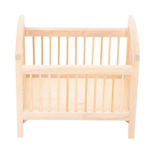 BCOATH Holz Babybett für Puppenhaus Krippenmodell Süßes Kinderspielzeug für zu Besonderen Anlässen aus Sicherem Holzmaterial Gefertigt von BCOATH