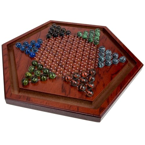 BCOATH Holz Brettspiel Chinese Checkers für Natürliches Sechseckiges Strategiespiel Fördert Hand Augen koordination und Intelligenz Familienfreundliches Gesellschaftsspiel mit Glattem von BCOATH