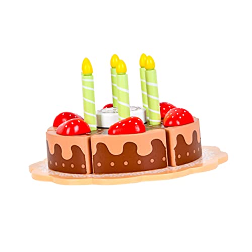 BCOATH Holz Geburtstagstorte für Mädchen Realistisches Kuchen Schneidset Strapazierfähiges Rollenspiel Zubehör Pädagogisches Kuchen Dessert für Geburtstagsgeschenk von BCOATH
