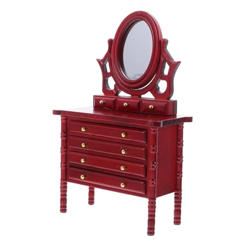 BCOATH Holz Kommode mit Spiegel und Langlebiges Vintage Design für Puppen Schlafzimmer und Wohnzimmer Zubehör BCOATH Holz Kommode mit Spiegel und Langlebiges Vintage Design für Puppen Schlafzimmer und Wohnzimmer Zubehör von BCOATH