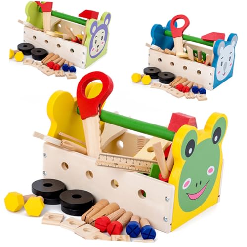 BCOATH Holz Werkzeugkoffer Multifunktionale Cartoon Werkzeugkiste aus Massivem Holz Umweltfreundlich mit Wasserfarbe Fördert Soziale Fähigkeiten und Motorische Entwicklung für Jungen und BCOATH Holz Werkzeugkoffer Multifunktionale Cartoon Werkzeugkiste aus Massivem Holz Umweltfreundlich mit Wasserfarbe Fördert Soziale Fähigkeiten und Motorische Entwicklung für Jungen und von BCOATH