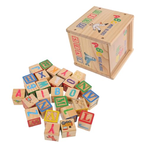 BCOATH Holzbausteine Alphabet Zahlen Lernspielzeug Stapelspiel Holzklötze Vorschule Montessori Lernblock für Kleinkinder mit Natürlichen Holzmaterialien und Buntem Design von BCOATH