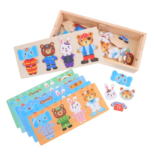 BCOATH Holzpuzzle Holz Tier Dress Up Puzzle Lernspielzeug Hand Auge Koordination Montessori Ab Jahre Pädagogisch Sicher Robust von BCOATH