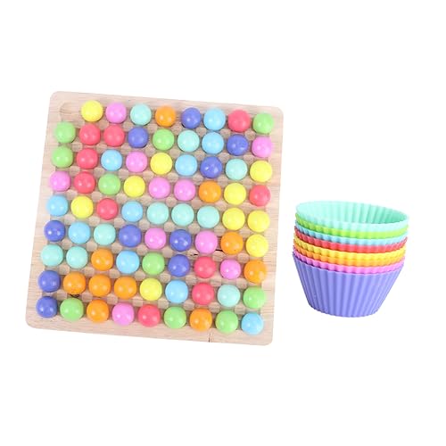 BCOATH Holzspielzeug Regenbogen Farbige Perlen Spiel Lernspielzeug für Montessori Pädagogisch Eltern Junge Mädchen Interaktiv Jungen Mädchen von BCOATH