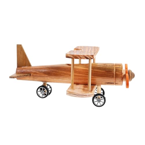 BCOATH Hubschraubermodell Hängendes Flugzeugornament Doppeldecker-Modell Vintage-Flugzeug-Ornament 3D-holzpuzzle Doppeldecker-Dekoration Retro-flugzeugmodell Hobel Reisen Hölzern von BCOATH