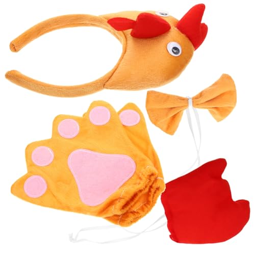 BCOATH Huhn Kostüm Set mit Niedlichem Küken Stirnband Hühnerhaube Schleife und Handschuhen Leichtes Hautfreundliches Ostern Cosplay Zubehör für Mädchen Festliche Verkleidung BCOATH Huhn Kostüm Set mit Niedlichem Küken Stirnband Hühnerhaube Schleife und Handschuhen Leichtes Hautfreundliches Ostern Cosplay Zubehör für Mädchen Festliche Verkleidung von BCOATH