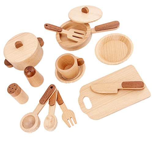 BCOATH Kinderküche Holzspielzeug Set Pädagogisches Simulation Küchenspielzeug aus Sicherem Umweltfreundlichem Material Langlebig und Realistisch für Jungen und Mädchen zur Kognitiven von BCOATH