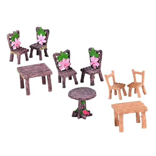 BCOATH Fein Gearbeitetes Tisch- Und Stuhlset Aus Kunstharz 3-teilig Miniatur-gartendekoration Für Das Puppenhaus Von Jungen Und Mädchen BCOATH Fein Gearbeitetes Tisch- Und Stuhlset Aus Kunstharz 3-teilig Miniatur-gartendekoration Für Das Puppenhaus Von Jungen Und Mädchen von BCOATH