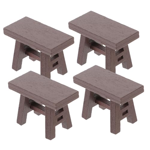 BCOATH Mini-hocker-Set 4-teilig Mini-hocker Aus Holz Im Retro-Stil Für Puppenhaus-Dekorationen von BCOATH
