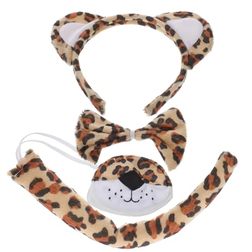 BCOATH Leoparden Kostüm Set Leopard Ohren Stirnband Nasenprop Verstellbar Bequem Karneval Fasching Party Halloween Cosplay Zubehör von BCOATH
