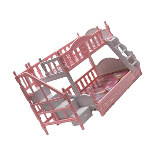 BCOATH Mini Doppelstockbett Puppenhausmöbel Miniatur Etagenbett Rosa Dekoratives Kleines Haus Zubehör für DIY Puppenhaus Schlafzimmer Lebendige Miniaturmöbel für Detailreiche von BCOATH