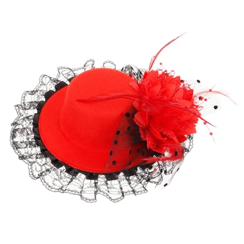 BCOATH Mini Hut Haarclip mit Rotem Schmuckkleinigkeit Kleiner Top Hat Haarschmuck für Mädchen Bühnenauftritt Tanzparty Geburtstags Teeparty Accessoire von BCOATH