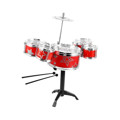 BCOATH Mini Jazz Schlagzeug Set Realistische Trommel mit Holzschlägeln Vielfältige Soundeffekte Kindgerecht für Kleinkinder Frühe Musikalische Rotes Percussion BCOATH Mini Jazz Schlagzeug Set Realistische Trommel mit Holzschlägeln Vielfältige Soundeffekte Kindgerecht für Kleinkinder Frühe Musikalische Rotes Percussion von BCOATH