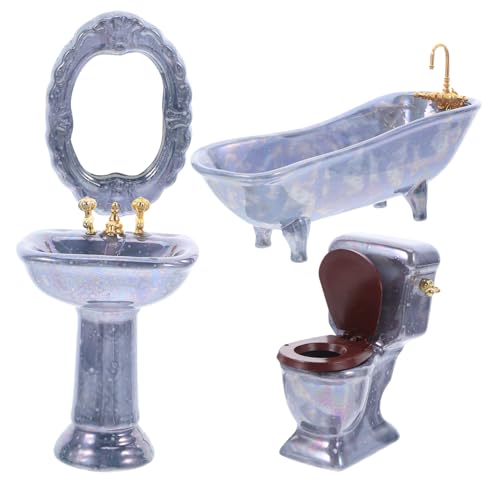 BCOATH Miniatur Badezimmer Set aus Keramik Realistische Puppenhaus Badmöbel mit Miniatur Badewanne Waschbecken Toilette und Spiegel Dekoratives Puppenhaus Zubehör für Sammler BCOATH Miniatur Badezimmer Set aus Keramik Realistische Puppenhaus Badmöbel mit Miniatur Badewanne Waschbecken Toilette und Spiegel Dekoratives Puppenhaus Zubehör für Sammler von BCOATH