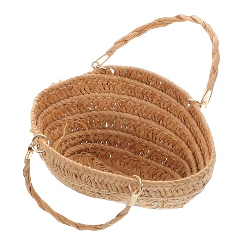 BCOATH Miniatur Handgewebte Strohtasche für Puppenhaus Zubehör Boho Stil Mini Tasche für Puppen Dekoration und Aufbewahrung Handgefertigte Langlebig und Vielseitig von BCOATH